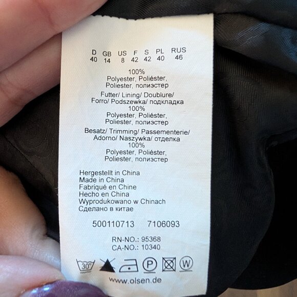 Olsen Europe Tuxedo Blazer Satin Lapel & Buttons Size 8 Tailored Classic - Picture 10 of 11